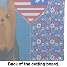 Load image into Gallery viewer, Black and Tan Full Coat Yorkshire Terrier USA American Glass Cutting Boards – Durable, Decorative Kitchen Art Large