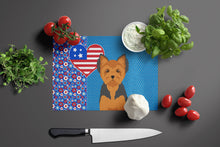 Load image into Gallery viewer, Black and Tan Puppy Cut Yorkshire Terrier USA American Glass Cutting Boards – Durable, Decorative Kitchen Art Large