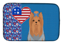 Load image into Gallery viewer, Blue and Tan Full Coat Yorkshire Terrier USA American Dish Drying Mat – Absorbent, Artistic Kitchen Essentials
