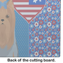 Load image into Gallery viewer, Blue and Tan Full Coat Yorkshire Terrier USA American Glass Cutting Boards – Durable, Decorative Kitchen Art Large