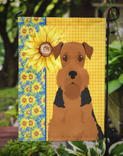 Load image into Gallery viewer, Summer Sunflowers Black and Tan Airedale Terrier Garden Flag – Decorative Outdoor Yard Flag