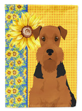 Load image into Gallery viewer, Summer Sunflowers Black and Tan Airedale Terrier Garden Flag – Decorative Outdoor Yard Flag