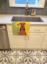 Load image into Gallery viewer, Summer Sunflowers Black and Tan Airedale Terrier Kitchen Towel