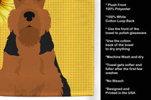 Load image into Gallery viewer, Summer Sunflowers Black and Tan Airedale Terrier Kitchen Towel