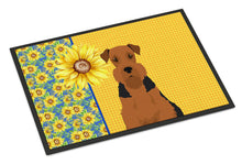 Load image into Gallery viewer, Summer Sunflowers Black and Tan Airedale Terrier Doormat - 18x27 Decorative Floor Mat – Indoor/Outdoor Rug with Artistic Flair