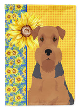 Load image into Gallery viewer, Summer Sunflowers Grizzle and Tan Airedale Terrier Garden Flag – Decorative Outdoor Yard Flag