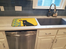 Load image into Gallery viewer, Summer Sunflowers Black Pit Bull Terrier Dish Drying Mat – Absorbent, Artistic Kitchen Essentials