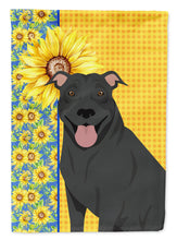Load image into Gallery viewer, Summer Sunflowers Black Pit Bull Terrier Garden Flag – Decorative Outdoor Yard Flag