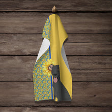 Load image into Gallery viewer, Summer Sunflowers Black Pit Bull Terrier Kitchen Towel