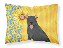 Load image into Gallery viewer, Summer Sunflowers Black Pit Bull Terrier Fabric Standard Pillowcase – Artistic Decorative Front, White Back