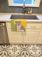 Load image into Gallery viewer, Summer Sunflowers Blue and White Pit Bull Terrier Kitchen Towel