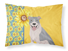 Load image into Gallery viewer, Summer Sunflowers Blue and White Pit Bull Terrier Fabric Standard Pillowcase – Artistic Decorative Front, White Back