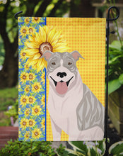 Load image into Gallery viewer, Summer Sunflowers Blue Brindle Pit Bull Terrier Garden Flag – Decorative Outdoor Yard Flag