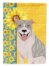 Load image into Gallery viewer, Summer Sunflowers Blue Brindle Pit Bull Terrier Garden Flag – Decorative Outdoor Yard Flag