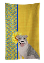 Load image into Gallery viewer, Summer Sunflowers Blue Brindle Pit Bull Terrier Kitchen Towel