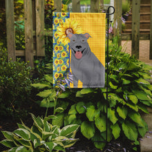 Load image into Gallery viewer, Summer Sunflowers Blue Pit Bull Terrier Garden Flag – Decorative Outdoor Yard Flag
