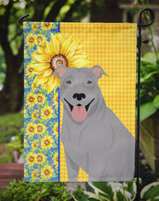 Load image into Gallery viewer, Summer Sunflowers Blue Pit Bull Terrier Garden Flag – Decorative Outdoor Yard Flag