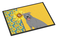 Load image into Gallery viewer, Summer Sunflowers Blue Pit Bull Terrier Doormat - 24x36 Decorative Floor Mat – Indoor/Outdoor Rug with Artistic Flair