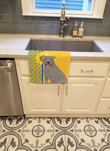 Load image into Gallery viewer, Summer Sunflowers Blue Pit Bull Terrier Kitchen Towel