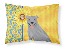 Load image into Gallery viewer, Summer Sunflowers Blue Pit Bull Terrier Fabric Standard Pillowcase – Artistic Decorative Front, White Back