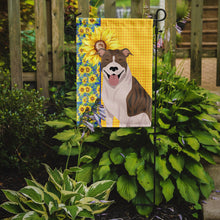 Load image into Gallery viewer, Summer Sunflowers Fawn Brindle Pit Bull Terrier Garden Flag – Decorative Outdoor Yard Flag