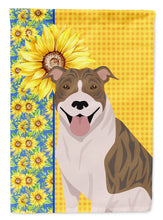 Load image into Gallery viewer, Summer Sunflowers Fawn Brindle Pit Bull Terrier Garden Flag – Decorative Outdoor Yard Flag