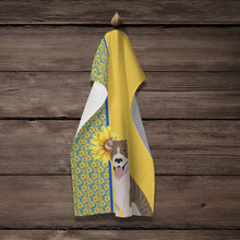 Load image into Gallery viewer, Summer Sunflowers Fawn Brindle Pit Bull Terrier Kitchen Towel
