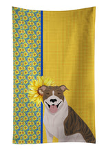 Load image into Gallery viewer, Summer Sunflowers Fawn Brindle Pit Bull Terrier Kitchen Towel