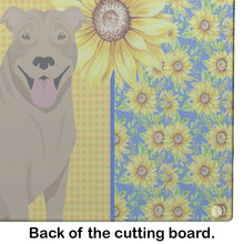 Load image into Gallery viewer, Summer Sunflowers Fawn Pit Bull Terrier Glass Cutting Boards – Durable, Decorative Kitchen Art Large