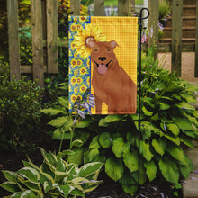 Load image into Gallery viewer, Summer Sunflowers Red Pit Bull Terrier Garden Flag – Decorative Outdoor Yard Flag