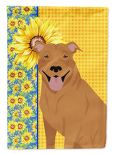 Load image into Gallery viewer, Summer Sunflowers Red Pit Bull Terrier Garden Flag – Decorative Outdoor Yard Flag