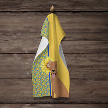 Load image into Gallery viewer, Summer Sunflowers Red Pit Bull Terrier Kitchen Towel
