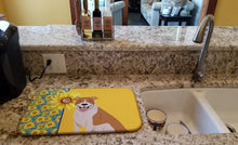 Load image into Gallery viewer, Summer Sunflowers Red and White Pit Bull Terrier Dish Drying Mat – Absorbent, Artistic Kitchen Essentials