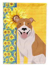 Load image into Gallery viewer, Summer Sunflowers Red and White Pit Bull Terrier Garden Flag – Decorative Outdoor Yard Flag