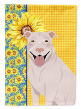 Load image into Gallery viewer, Summer Sunflowers White Pit Bull Terrier Garden Flag – Decorative Outdoor Yard Flag