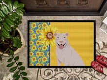 Load image into Gallery viewer, Summer Sunflowers White Pit Bull Terrier Doormat - 24x36 Decorative Floor Mat – Indoor/Outdoor Rug with Artistic Flair