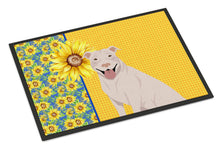 Load image into Gallery viewer, Summer Sunflowers White Pit Bull Terrier Doormat - 24x36 Decorative Floor Mat – Indoor/Outdoor Rug with Artistic Flair
