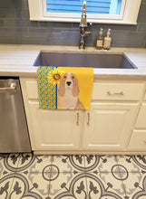 Load image into Gallery viewer, Summer Sunflowers Lemon and White Tricolor Basset Hound Kitchen Towel