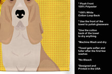 Load image into Gallery viewer, Summer Sunflowers Lemon and White Tricolor Basset Hound Kitchen Towel