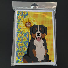 Load image into Gallery viewer, Summer Sunflowers Bernese Mountain Dog Greeting Cards -  Blank Note Cards – 8-Pack of Artist-Designed Cards with Envelopes