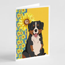 Load image into Gallery viewer, Summer Sunflowers Bernese Mountain Dog Greeting Cards -  Blank Note Cards – 8-Pack of Artist-Designed Cards with Envelopes