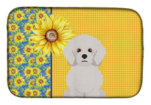 Load image into Gallery viewer, Summer Sunflowers Bichon Frise Dish Drying Mat – Absorbent, Artistic Kitchen Essentials