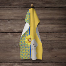 Load image into Gallery viewer, Summer Sunflowers Bichon Frise Kitchen Towel