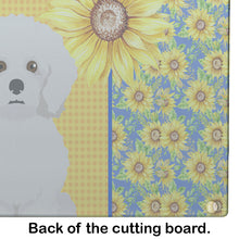 Load image into Gallery viewer, Summer Sunflowers Bichon Frise Glass Cutting Boards – Durable, Decorative Kitchen Art Large