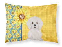 Load image into Gallery viewer, Summer Sunflowers Bichon Frise Fabric Standard Pillowcase – Artistic Decorative Front, White Back