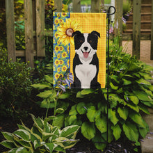 Load image into Gallery viewer, Summer Sunflowers Black and White Border Collie Garden Flag – Decorative Outdoor Yard Flag