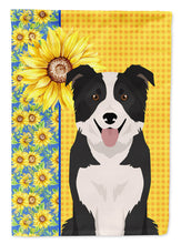 Load image into Gallery viewer, Summer Sunflowers Black and White Border Collie Garden Flag – Decorative Outdoor Yard Flag