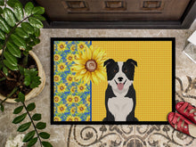 Load image into Gallery viewer, Summer Sunflowers Black and White Border Collie Doormat - 24x36 Decorative Floor Mat – Indoor/Outdoor Rug with Artistic Flair