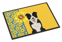 Load image into Gallery viewer, Summer Sunflowers Black and White Border Collie Doormat - 24x36 Decorative Floor Mat – Indoor/Outdoor Rug with Artistic Flair
