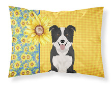 Load image into Gallery viewer, Summer Sunflowers Black and White Border Collie Fabric Standard Pillowcase – Artistic Decorative Front, White Back